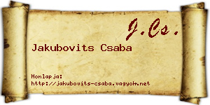 Jakubovits Csaba névjegykártya